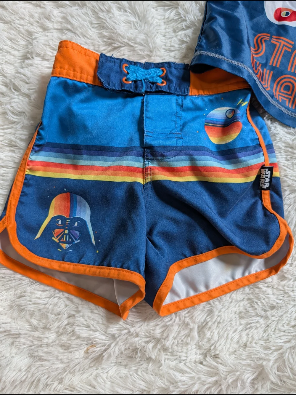 Disney Star Wars Darth Vader Bright Orange And Blue Toddler Swim Set Size 2T